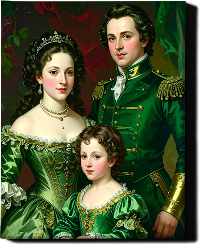 Custom Royal Family Portrait | The Emerald Court | Personalized Wall Art Gift