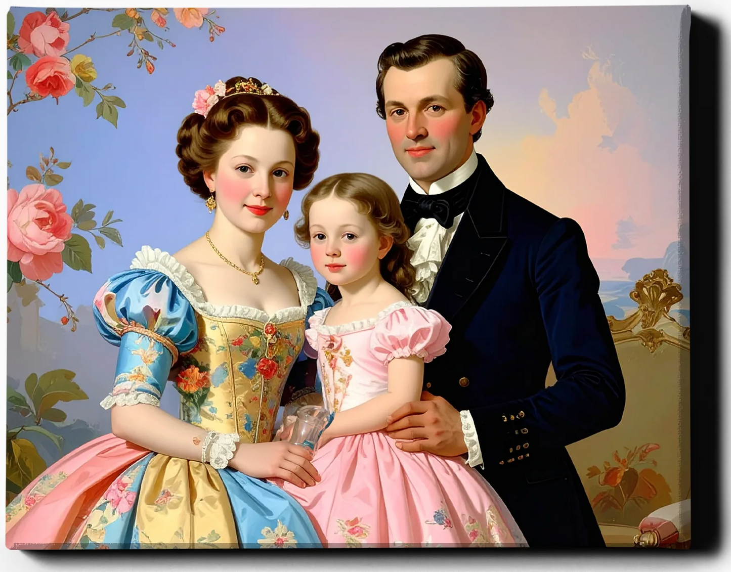 Custom Royal Family Portrait | The Garden Court of Rosemont | Personalized Wall Art Gift