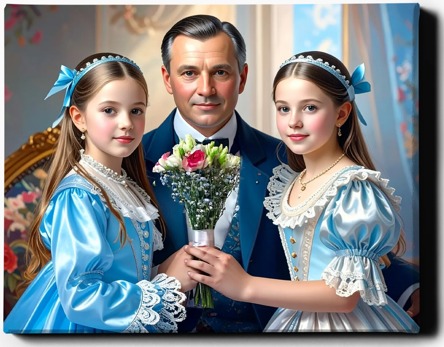 Custom Royal Family Portrait | The Sapphire Bough 2 | Personalized Wall Art Gift