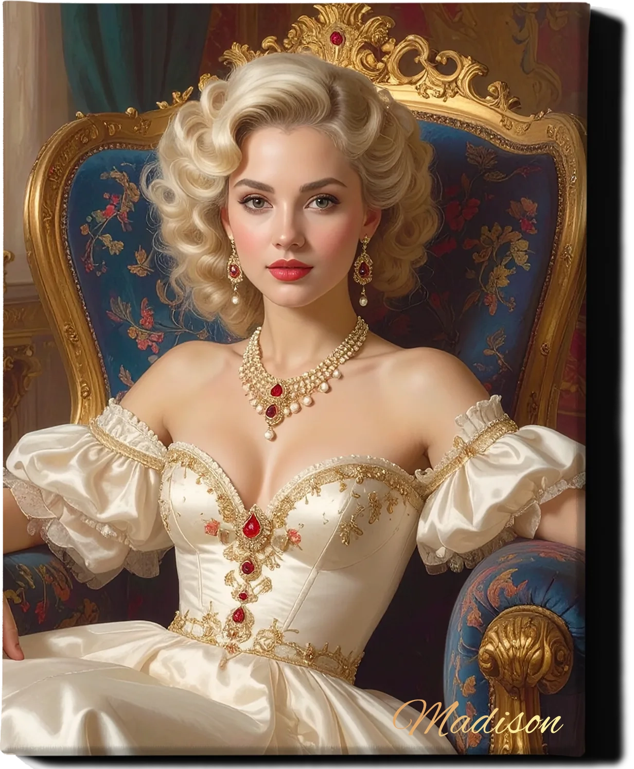 Custom Royal Human Portrait | Throne Room Sovereign 3 | Personalized Wall Art Gift for her