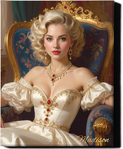 Custom Royal Human Portrait | Throne Room Sovereign 3 | Personalized Wall Art Gift for her
