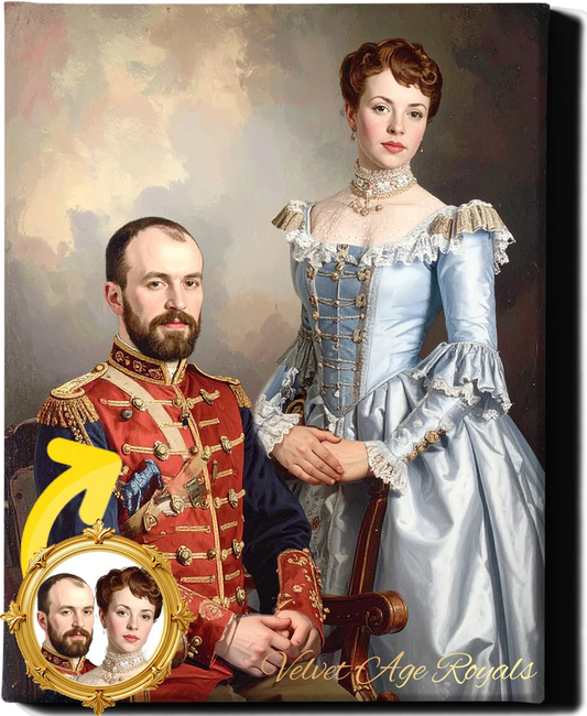 Custom Royal Couple Portrait | Velvet Age Royals | Personalized Wall Art Gift