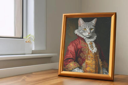 Custom Royal Pet Portrait | Velvet Meow Baron | Personalized Wall Art for Pet Lovers