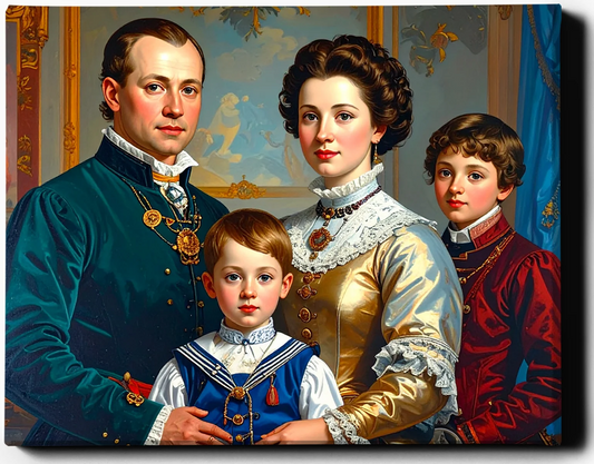 Custom Royal Human Portrait | Velvet Regency Kin | Personalized Wall Art Gift