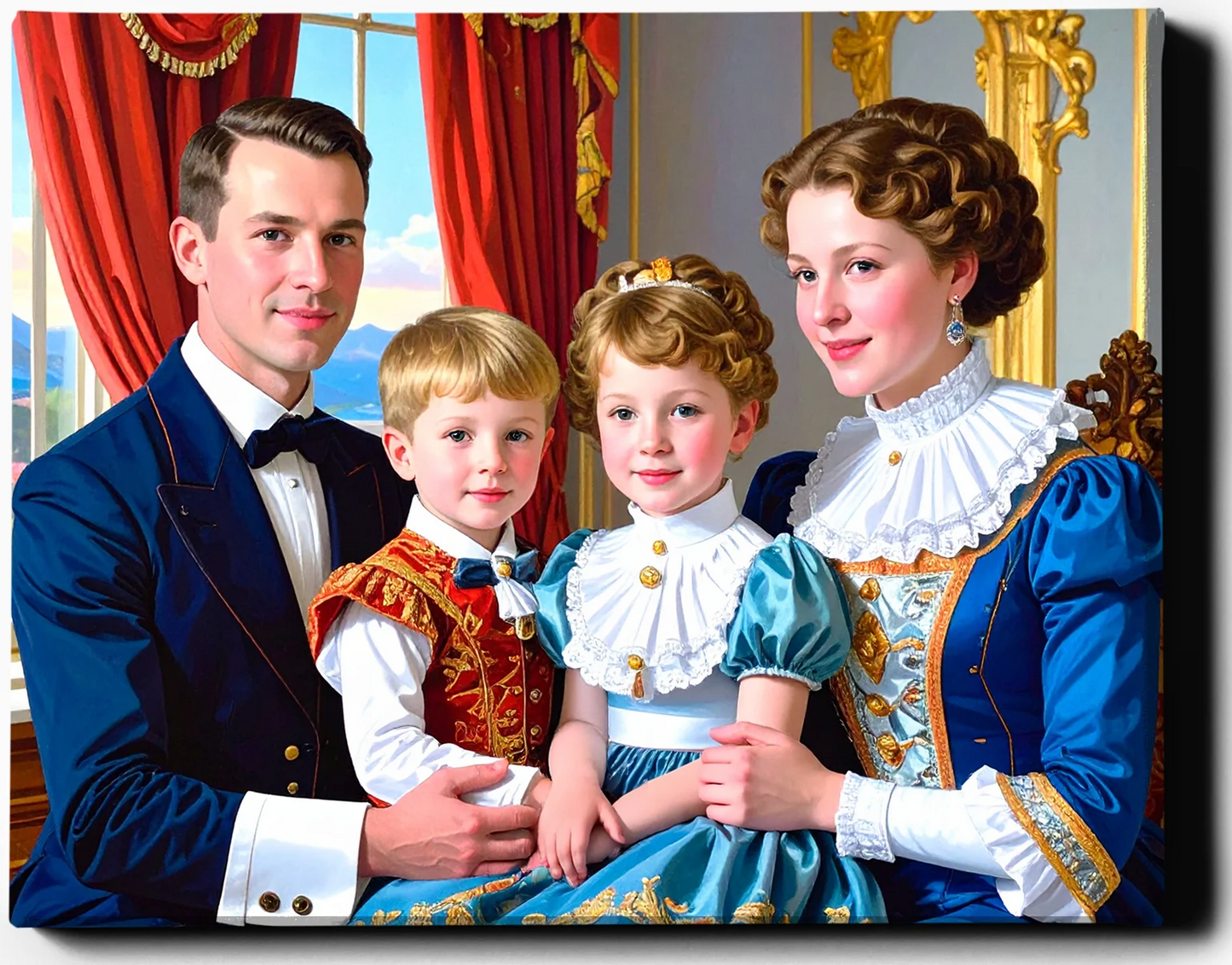 Custom Royal Family Portrait | Velvet Regency Kin 2 | Personalized Wall Art Gift