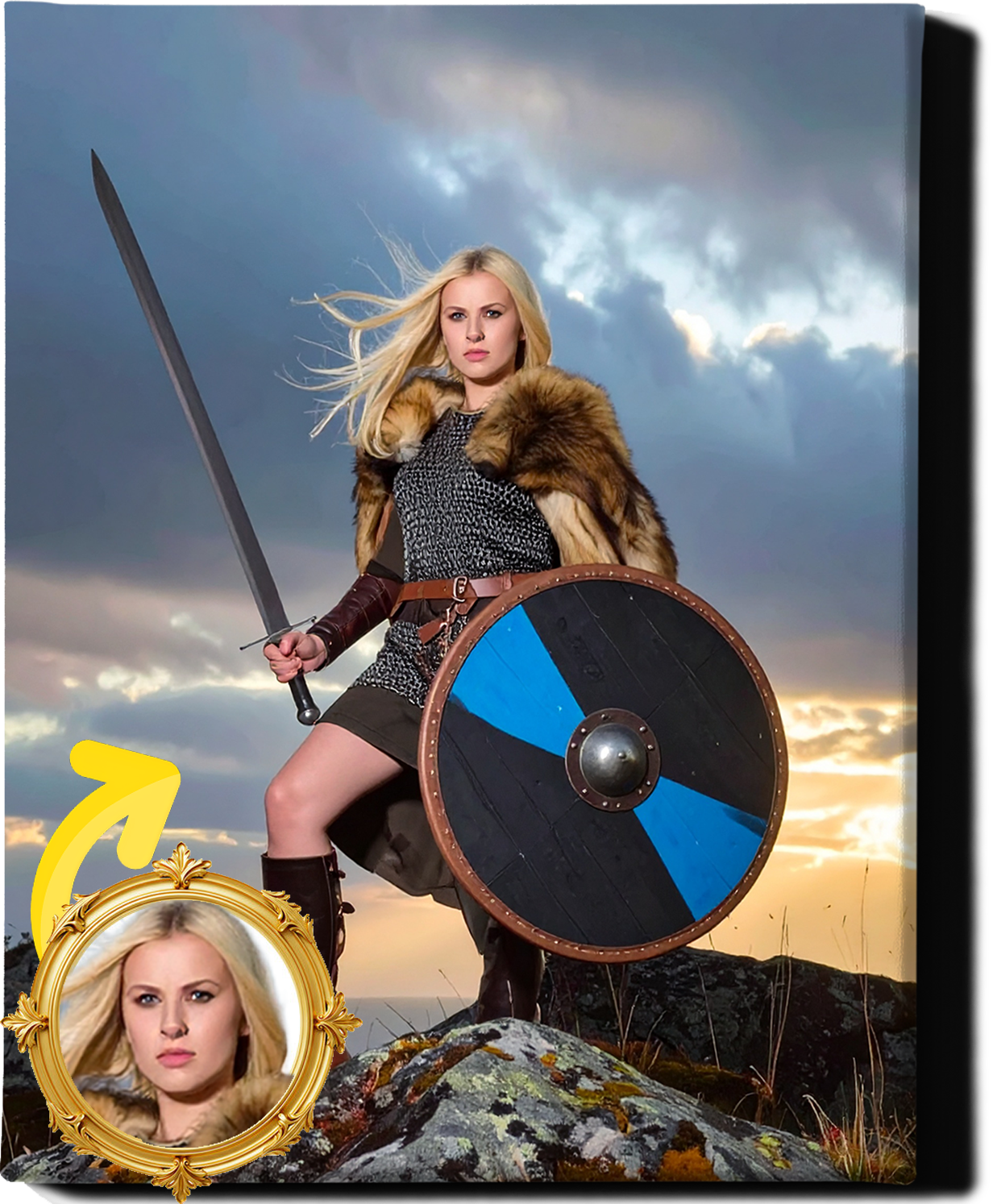Custom Royal Human Portrait | Viking Defender 2 | Personalized Wall Art Gift for her