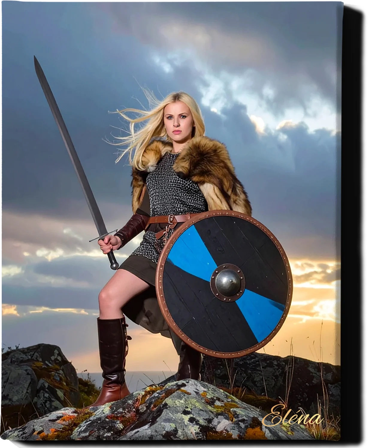 Custom Royal Human Portrait | Viking Defender 2 | Personalized Wall Art Gift for her
