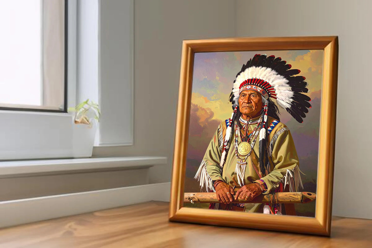 Custom Royal Human Portrait | Chief Iron Hawk | Personalized Wall Art Gift for him