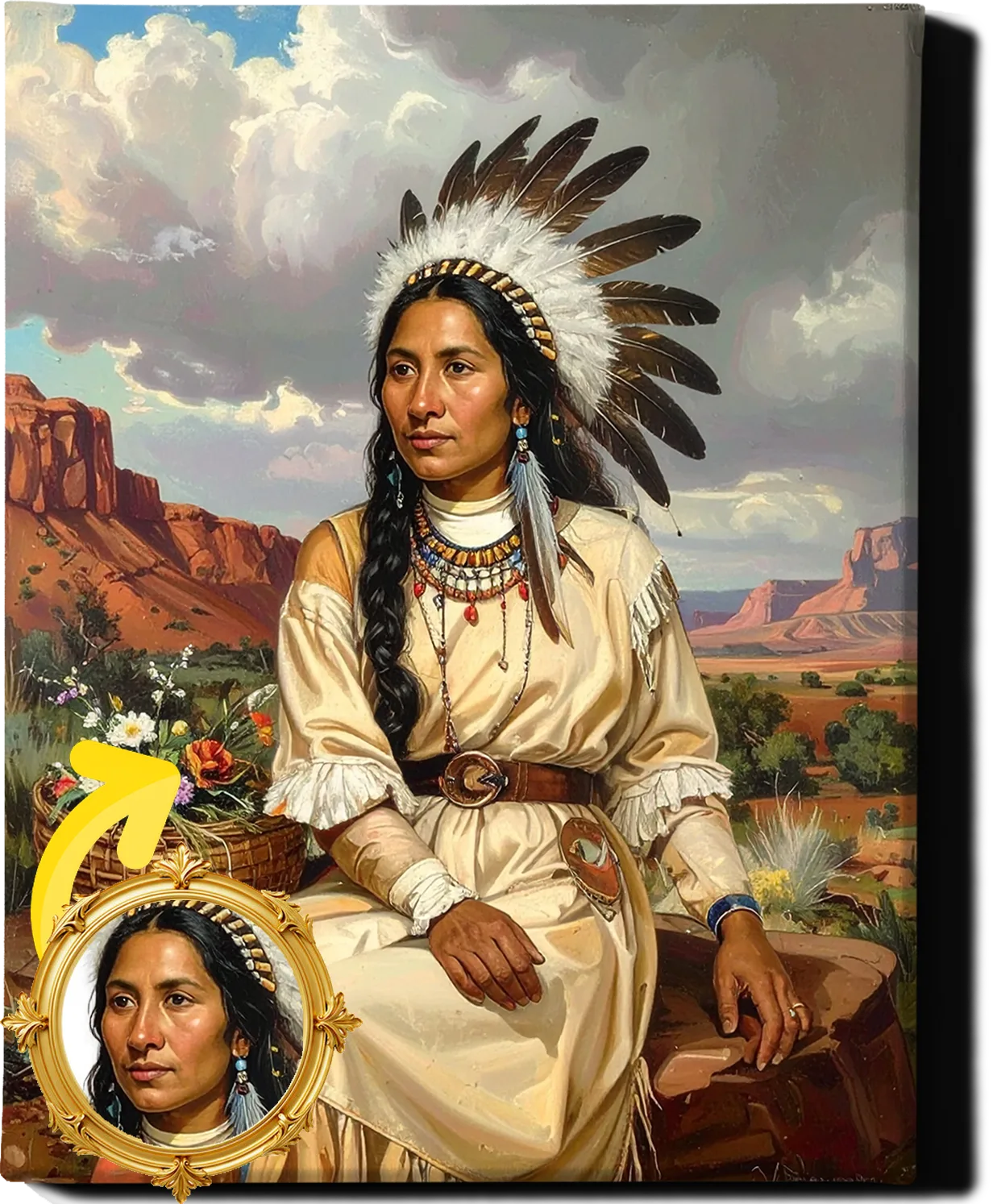 Custom Royal Human Portrait | Native Tribal Matriarch | Personalized Wall Art Gift for her