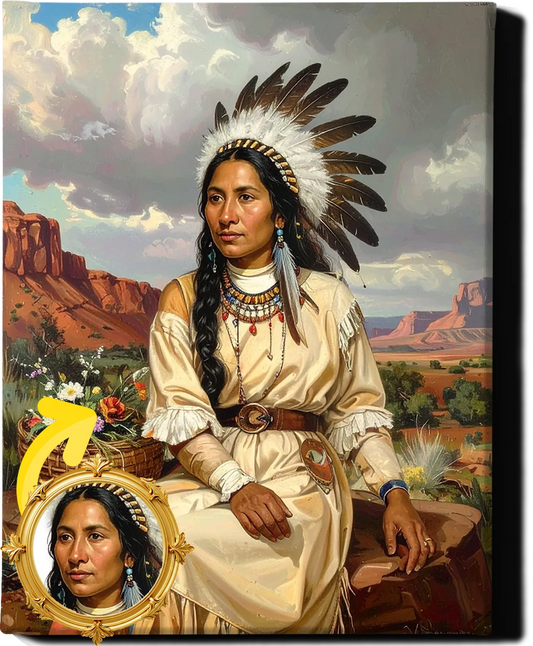 Custom Royal Human Portrait | Native Tribal Matriarch | Personalized Wall Art Gift for her