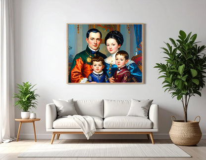 Custom Royal Family Portrait | Regal Bloomed Union | Personalized Wall Art Gift