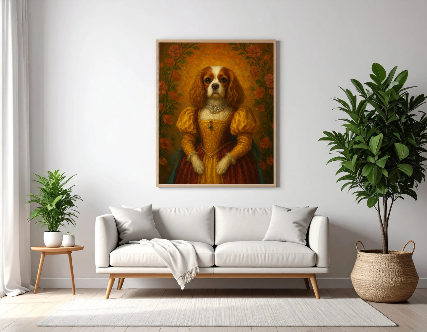 Custom Royal Pet Portrait | Princess Fluffington | Personalized Wall Art for Pet Lovers