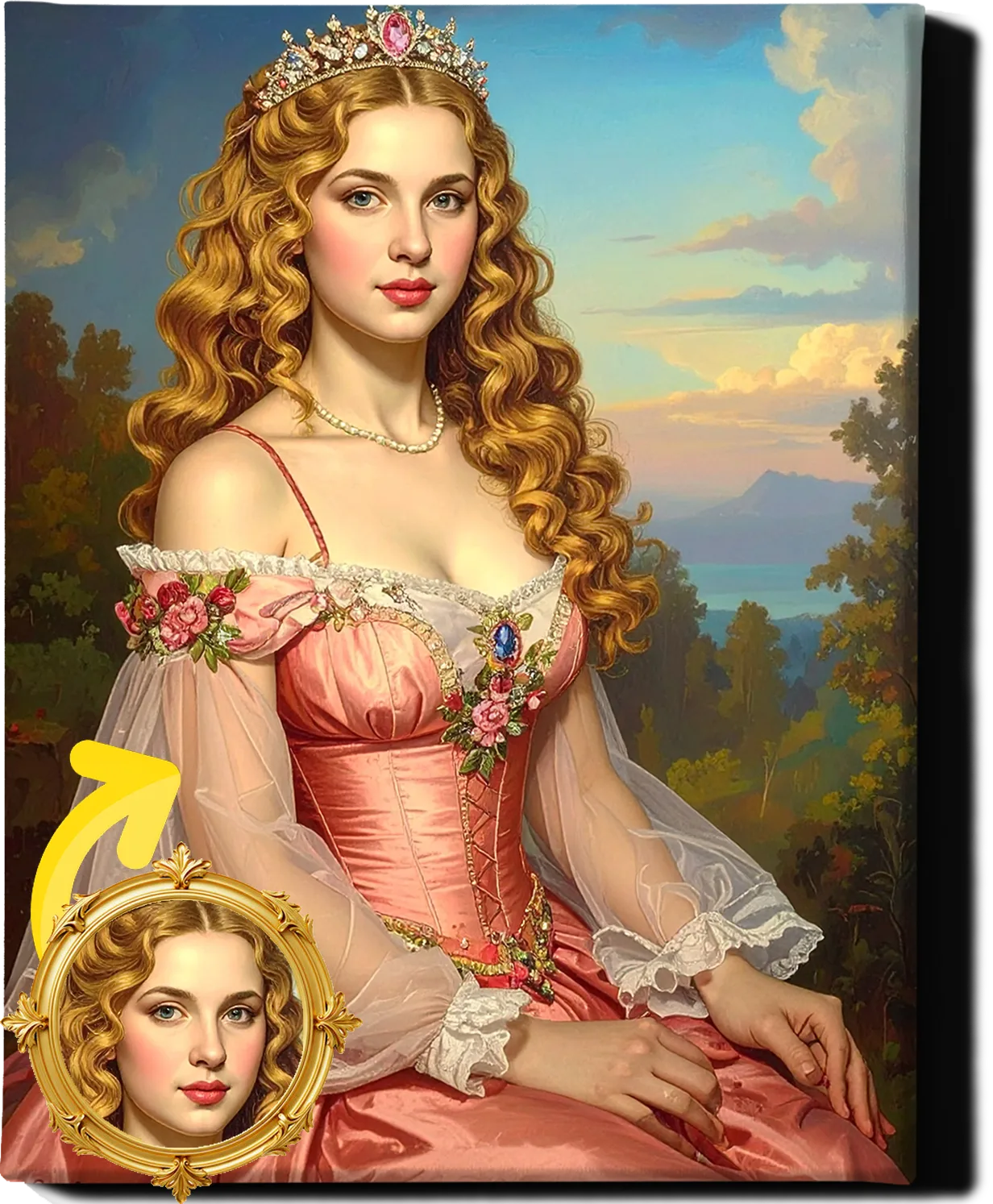 Custom Royal Human Portrait | Fairy Princess in Twilight | Personalized Wall Art Gift for her