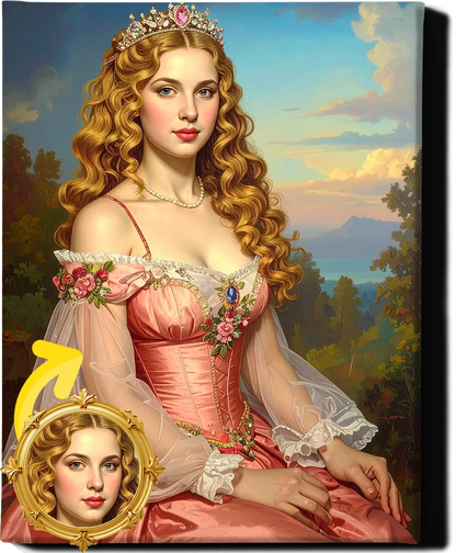 Custom Royal Human Portrait | Fairy Princess in Twilight | Personalized Wall Art Gift for her