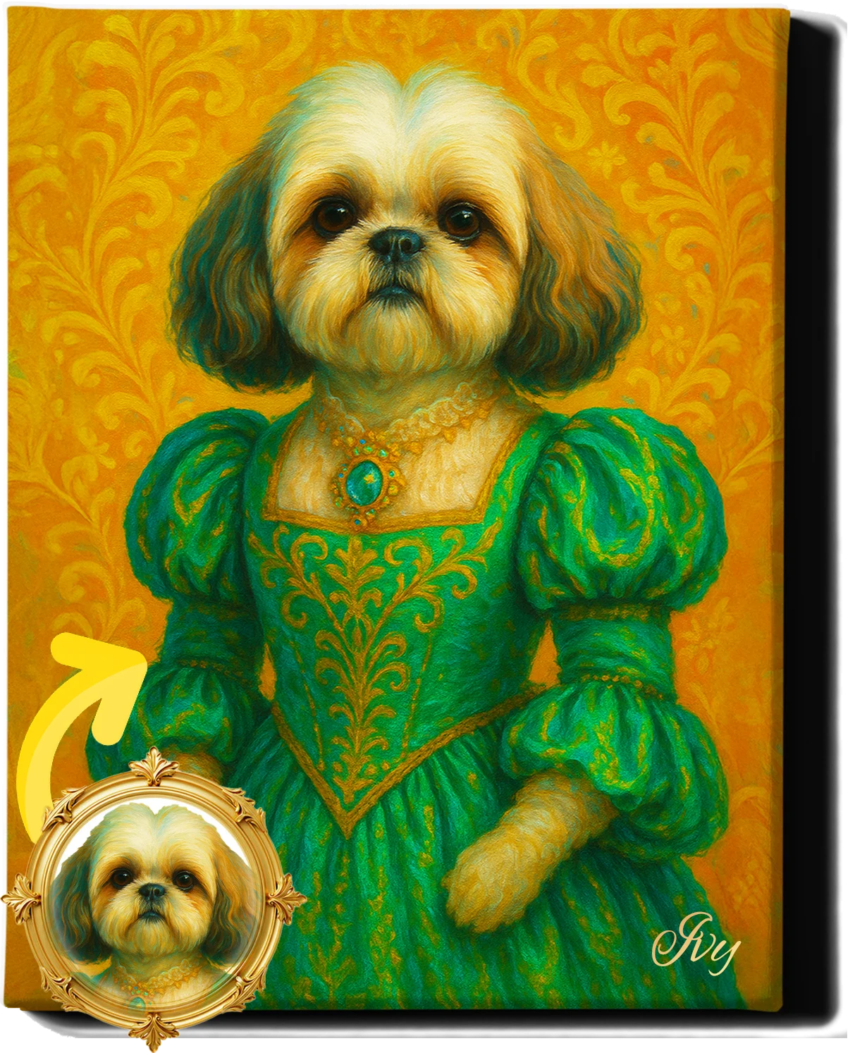 Custom Royal Pet Portrait | Duchess Furrington | Personalized Wall Art for Pet Lovers