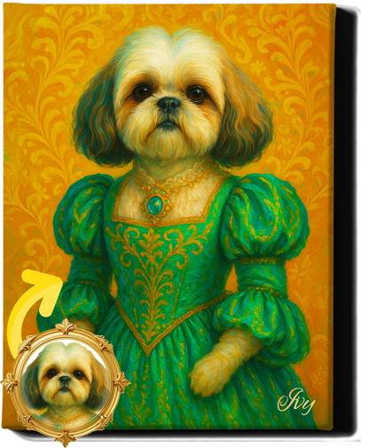 Custom Royal Pet Portrait | Duchess Furrington | Personalized Wall Art for Pet Lovers