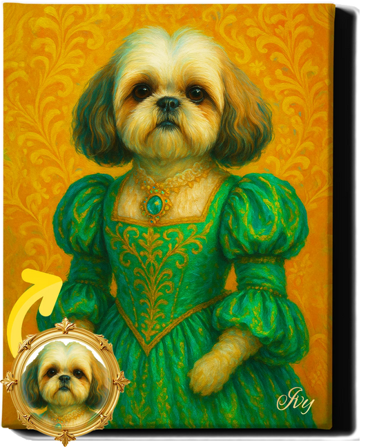 Custom Royal Pet Portrait | Duchess Furrington | Personalized Wall Art for Pet Lovers