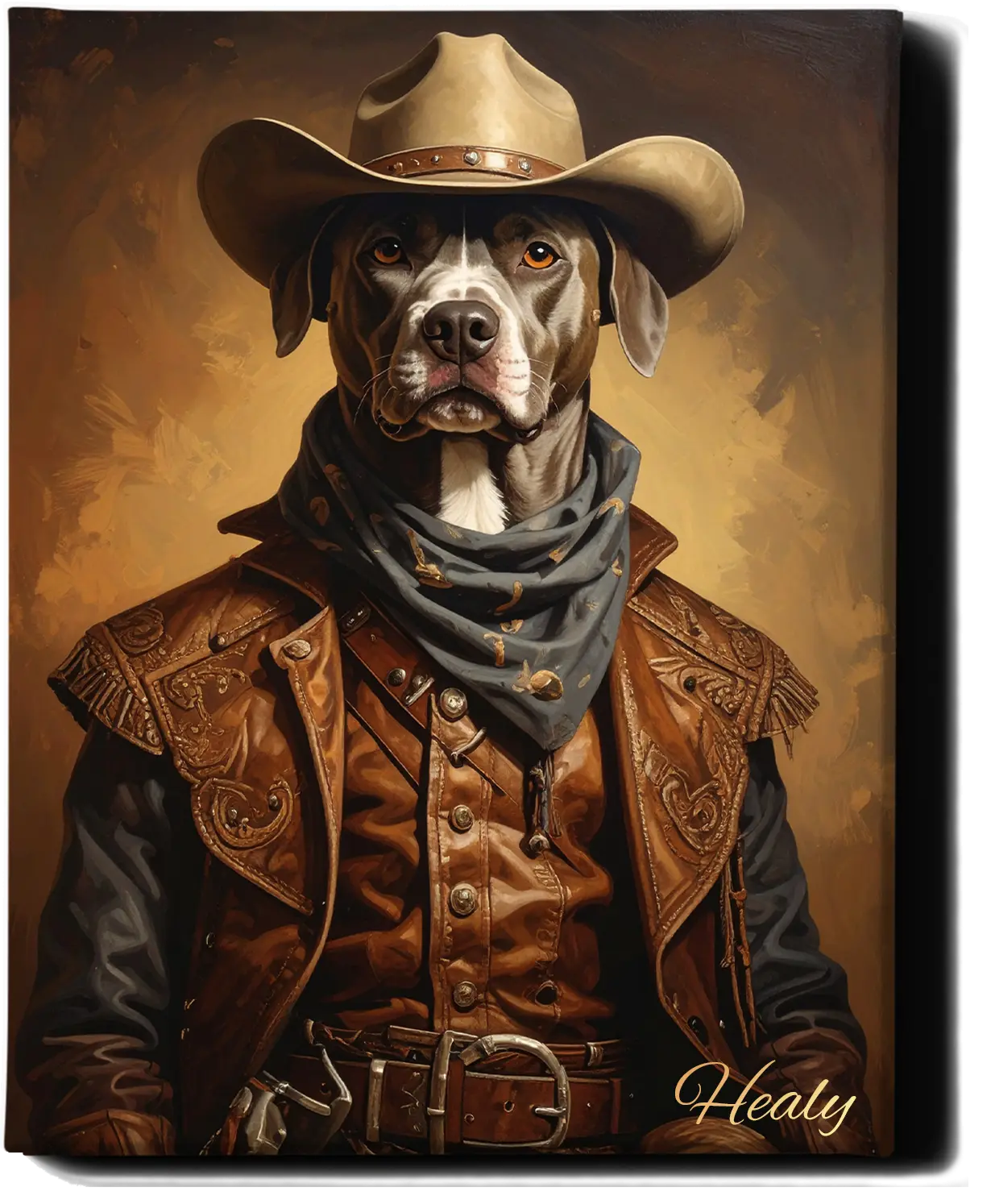 Custom Royal Pet Portrait | Western cowboy II | Personalized Wall Art for Pet Lovers