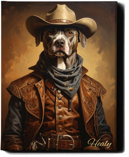 Custom Royal Pet Portrait | Western cowboy II | Personalized Wall Art for Pet Lovers