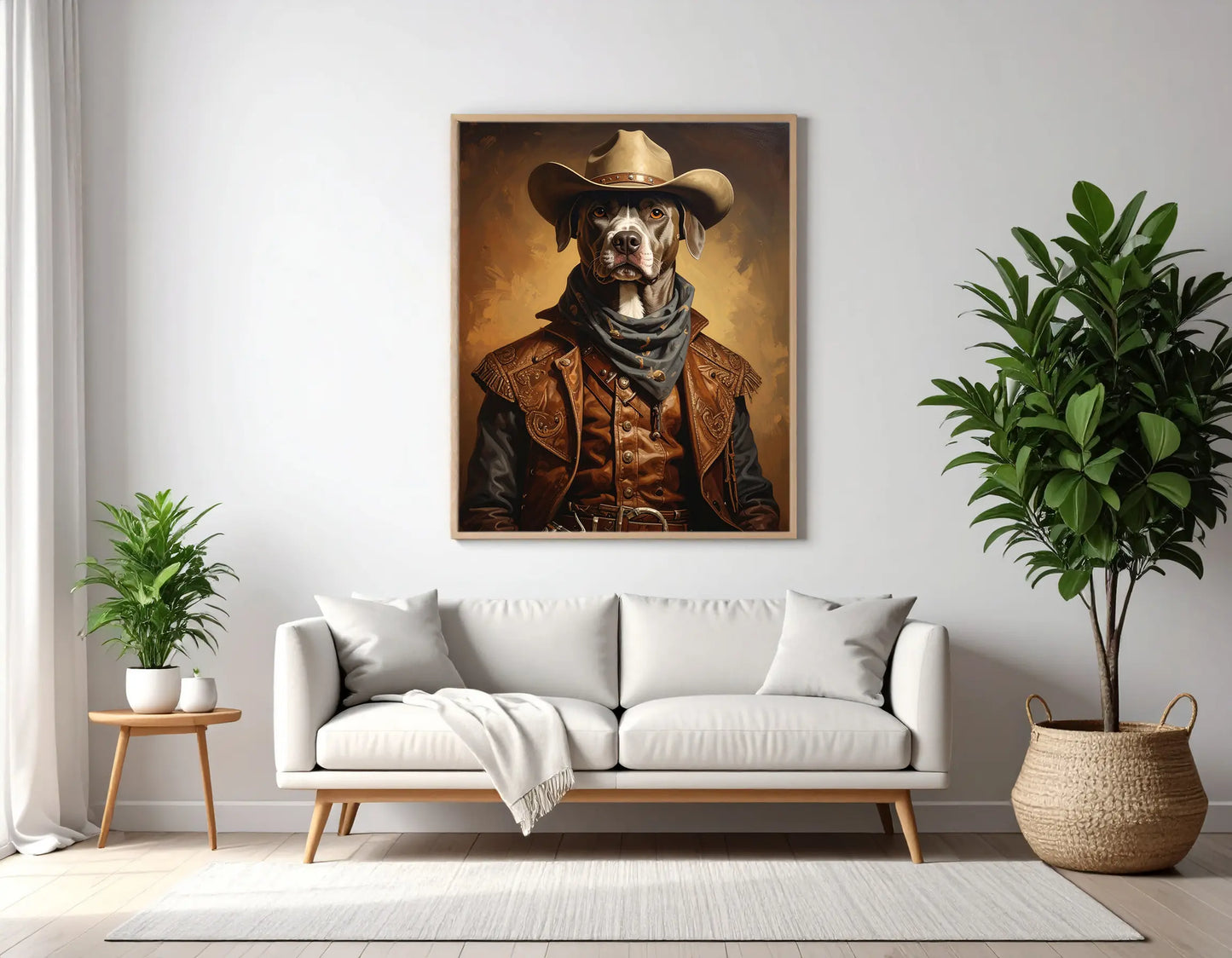 Custom Royal Pet Portrait | Western cowboy II | Personalized Wall Art for Pet Lovers
