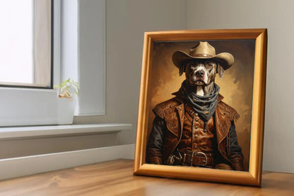 Custom Royal Pet Portrait | Western cowboy II | Personalized Wall Art for Pet Lovers