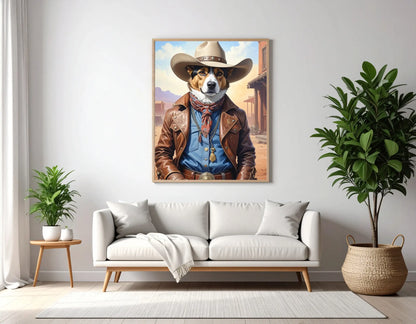 Custom Royal Pet Portrait | Western cowboy | Personalized Wall Art for Pet Lovers