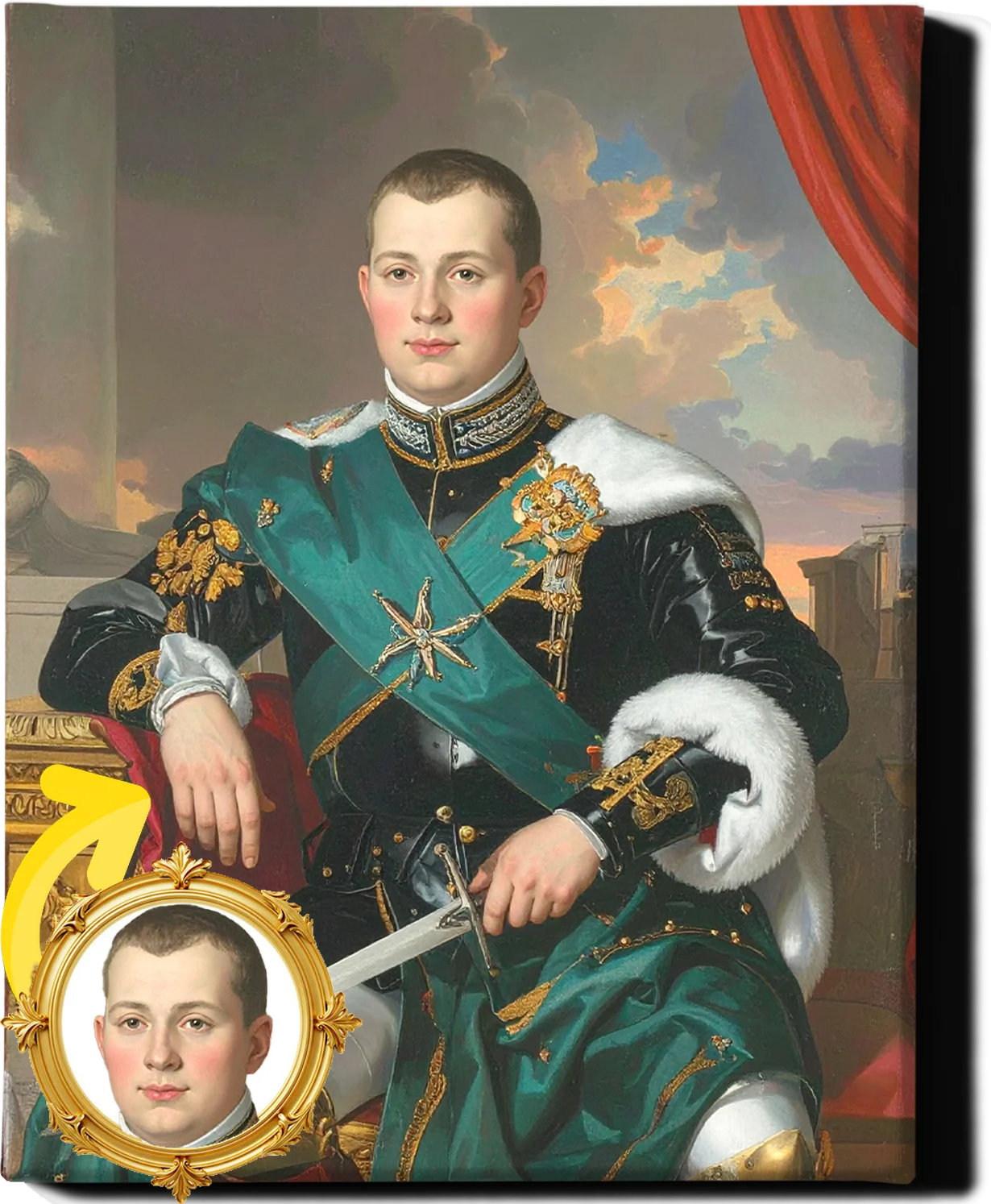 Custom Royal Human Portrait | Prince Valen | Personalized Wall Art Gift for him