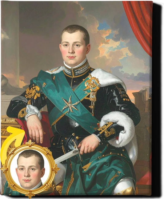 Custom Royal Human Portrait | Prince Valen | Personalized Wall Art Gift for him