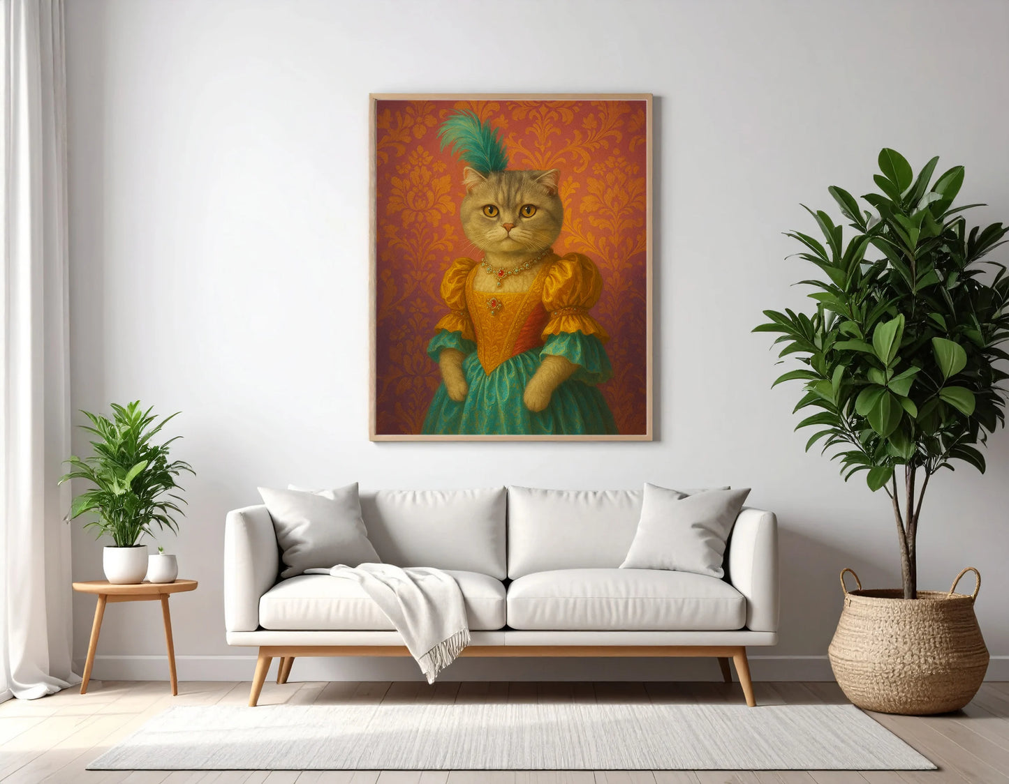 Custom Royal Pet Portrait | Duchess Tinker Tail | Personalized Wall Art for Pet Lovers