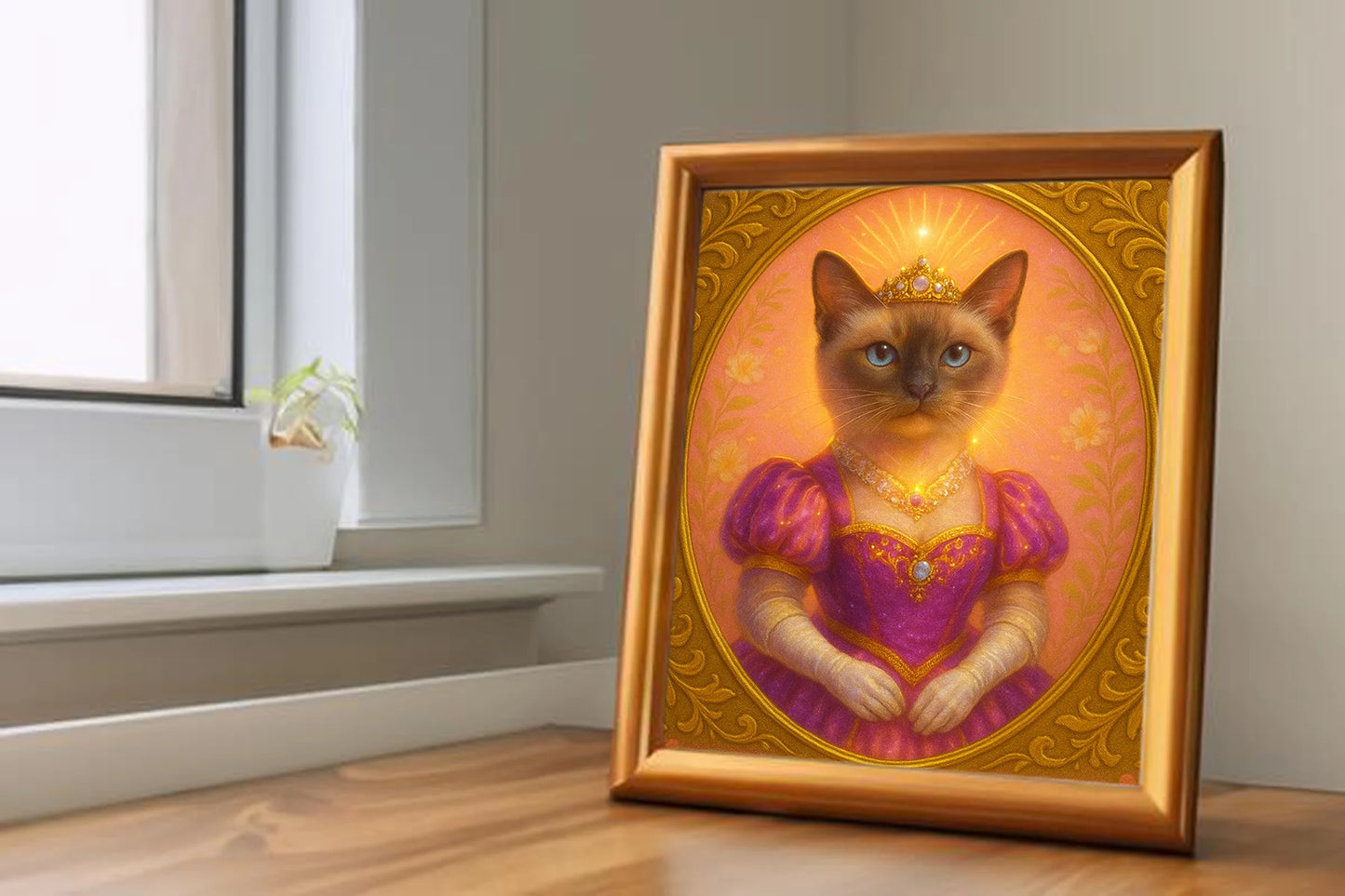 Custom Royal Pet Portrait | Pearl the Portraited | Personalized Wall Art for Pet Lovers