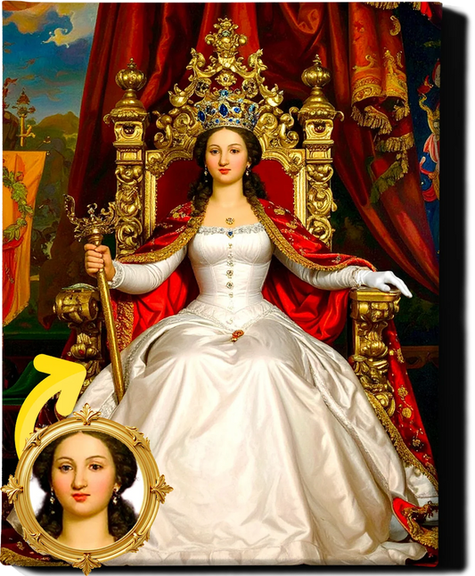 Custom Royal Human Portrait | Throne Room Sovereign | PPersonalized Wall Art Gift for her