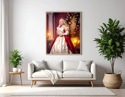 Custom Royal Human Portrait | Dashing Princess | Personalized Wall Art Gift for her