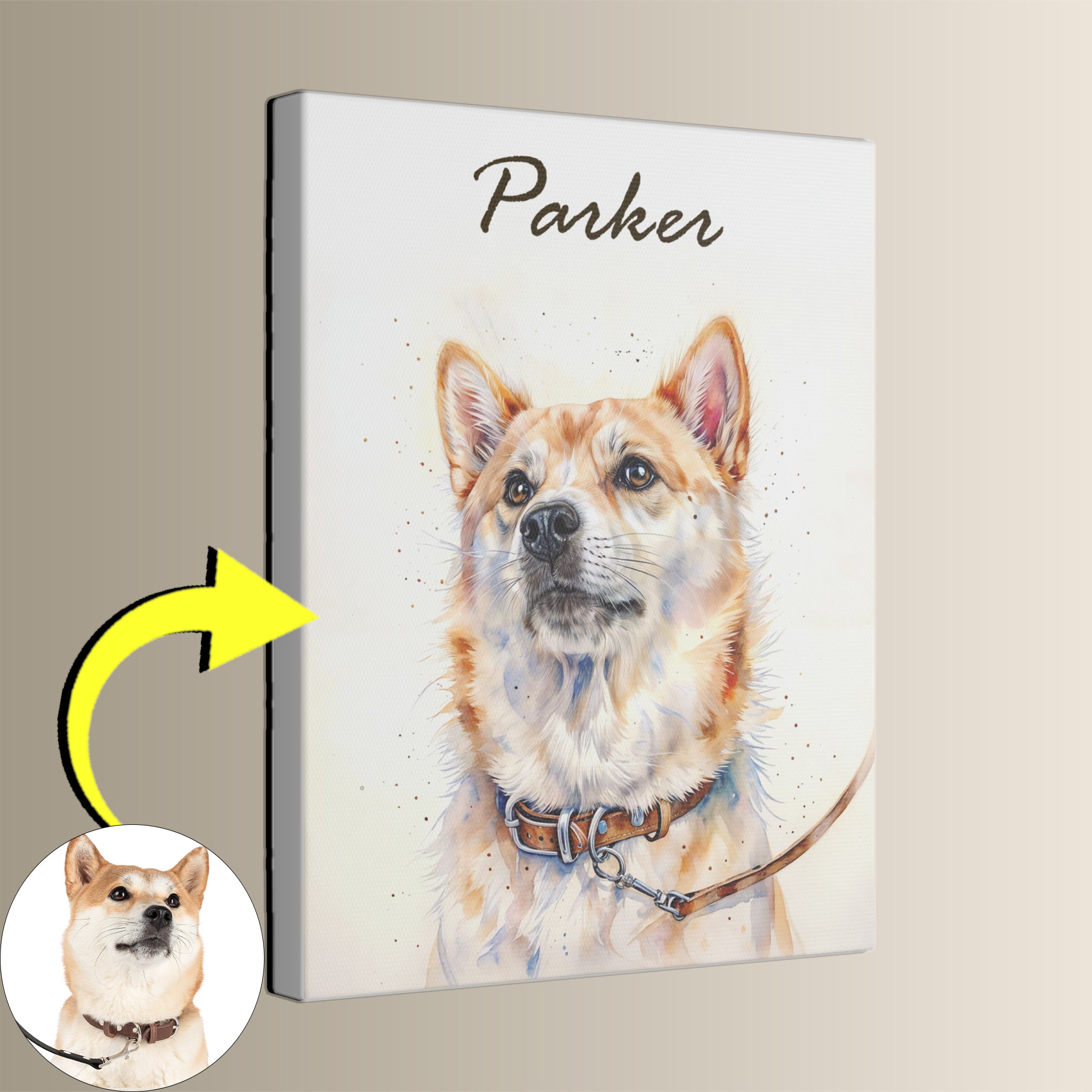 Custom pet portrait matte canvas print – premium stretched canvas
