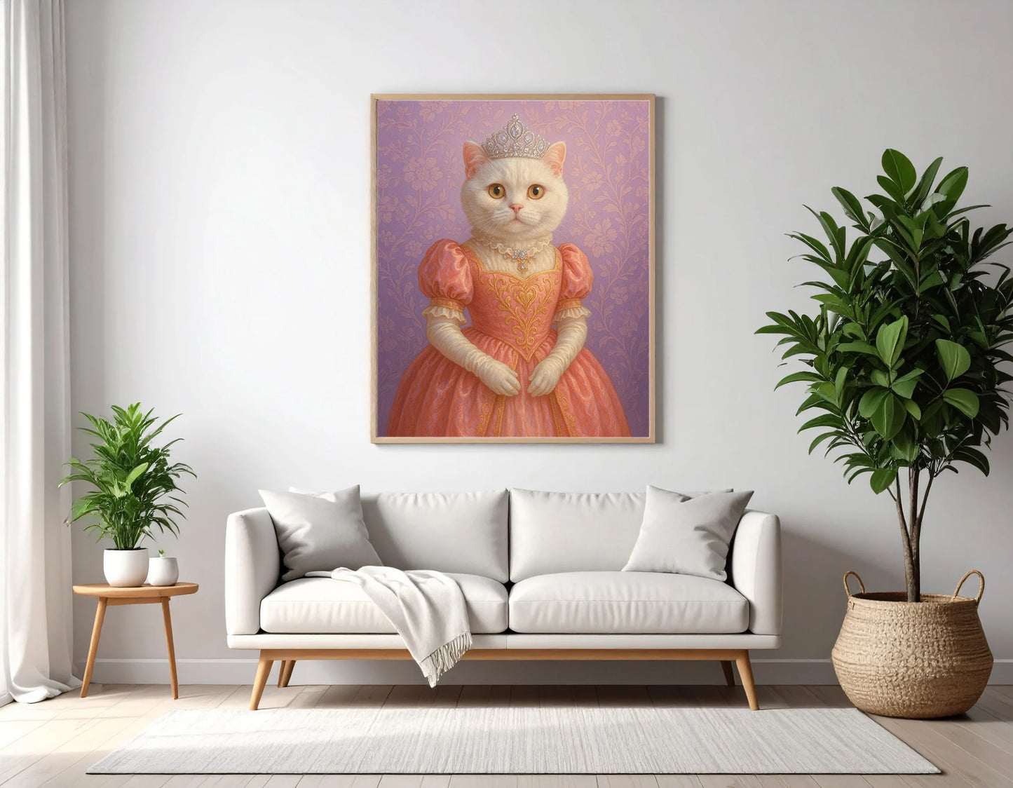 Custom Royal Pet Portrait | Queen Meowmington | Personalized Wall Art for Pet Lovers