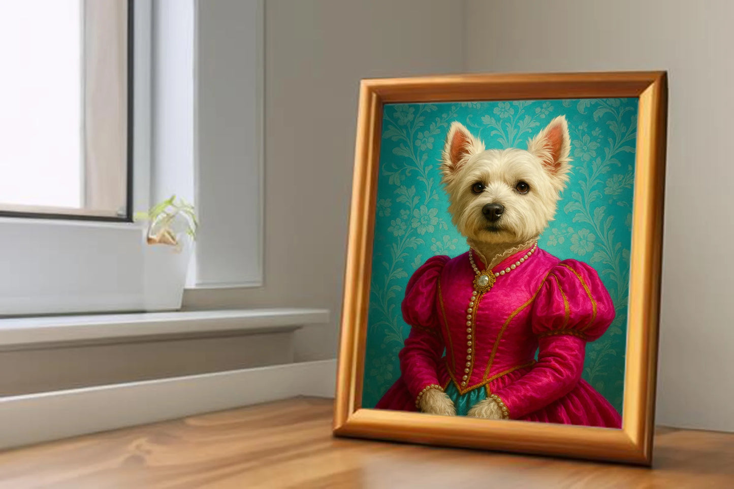 Custom Royal Pet Portrait | Aurora Tinseltoes | Personalized Wall Art for Pet Lovers