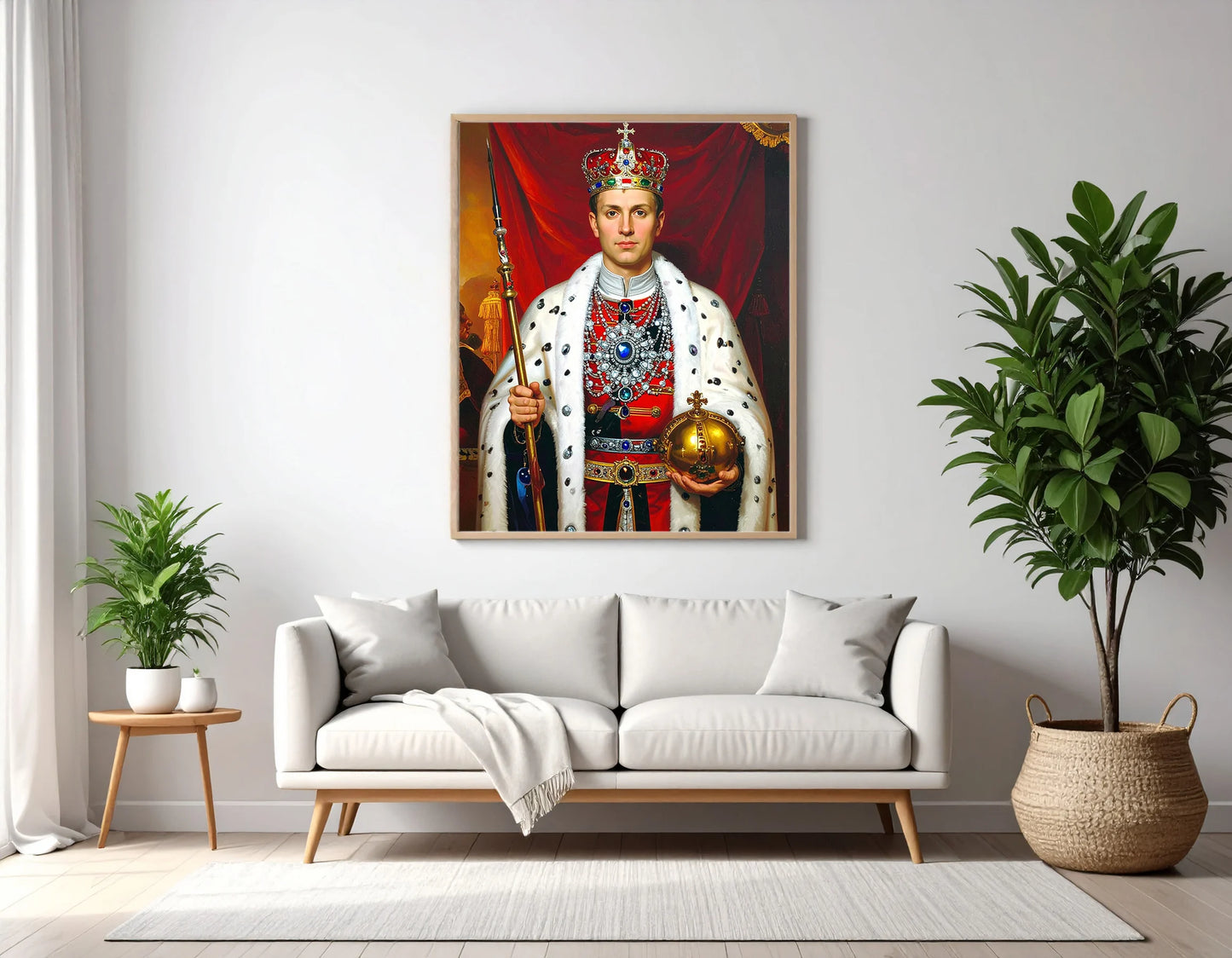 Custom Royal Human Portrait | Crown Prince of the Azure Scepter | Personalized Wall Art Gift for him
