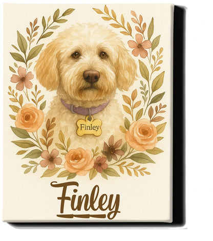 Immortalize Your Pet in Art – Personalized Boho Floral Portrait 5| Custom Pet Canvas for Pet Moms & Memorials