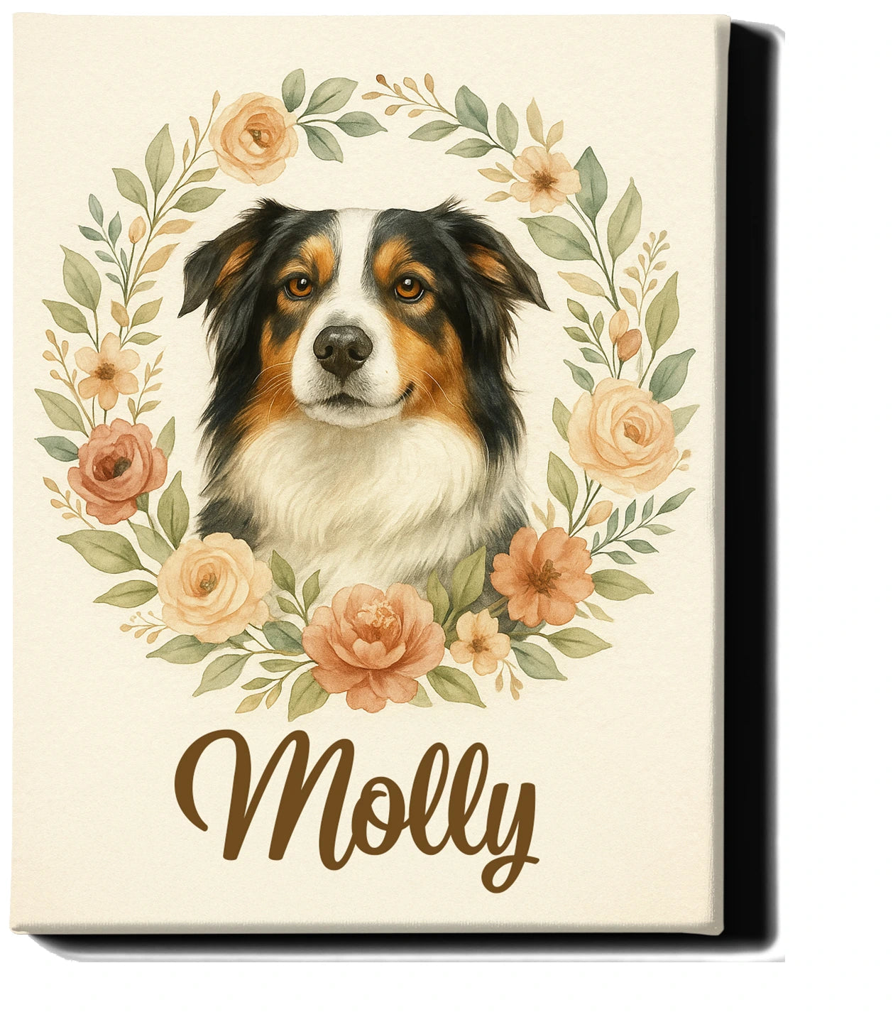 Immortalize Your Pet in Art – Personalized Boho Floral Portrait 1| Custom Pet Canvas for Pet Moms & Memorials
