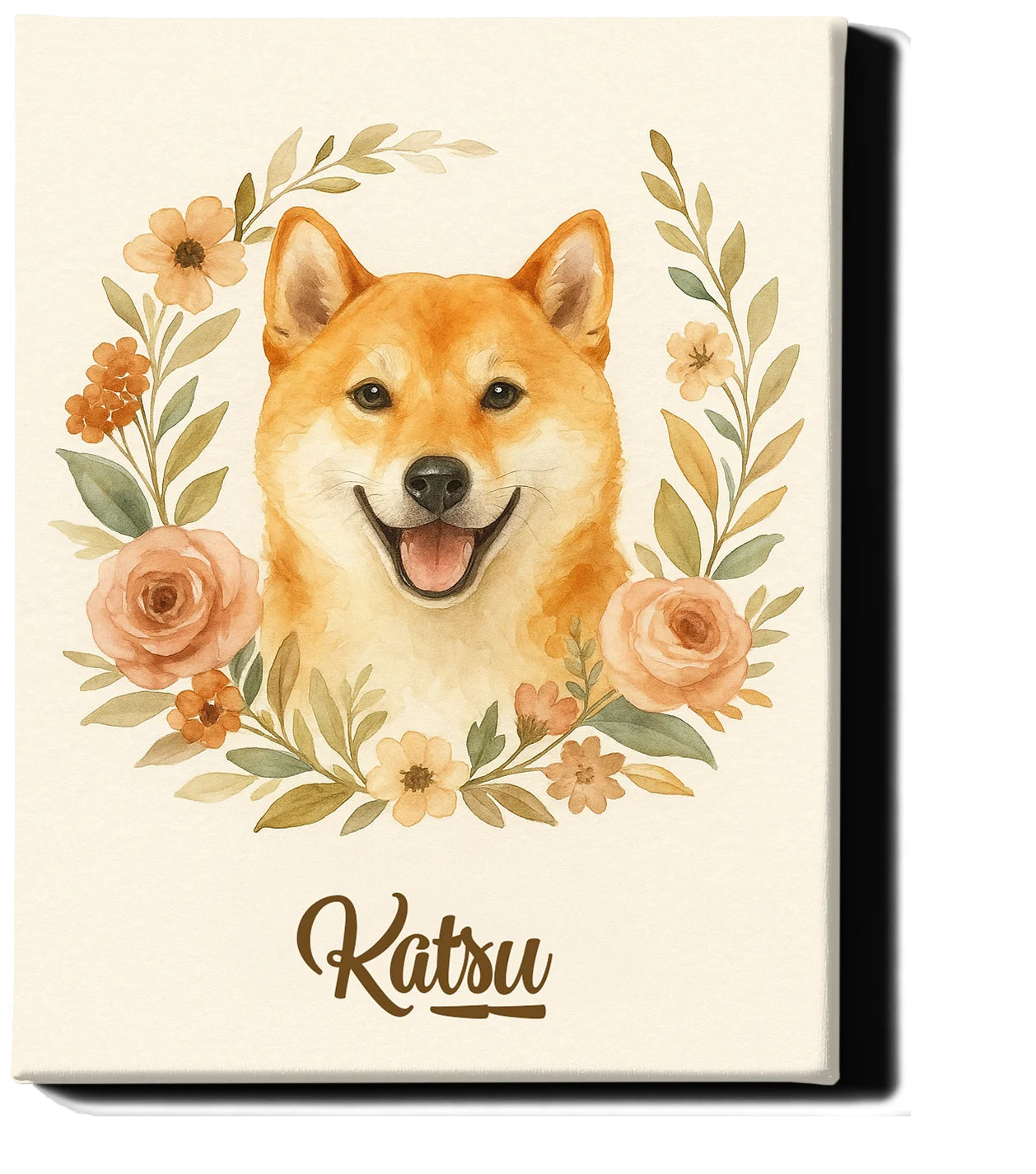 Immortalize Your Pet in Art – Personalized Boho Floral Portrait 2| Custom Pet Canvas for Pet Moms & Memorials