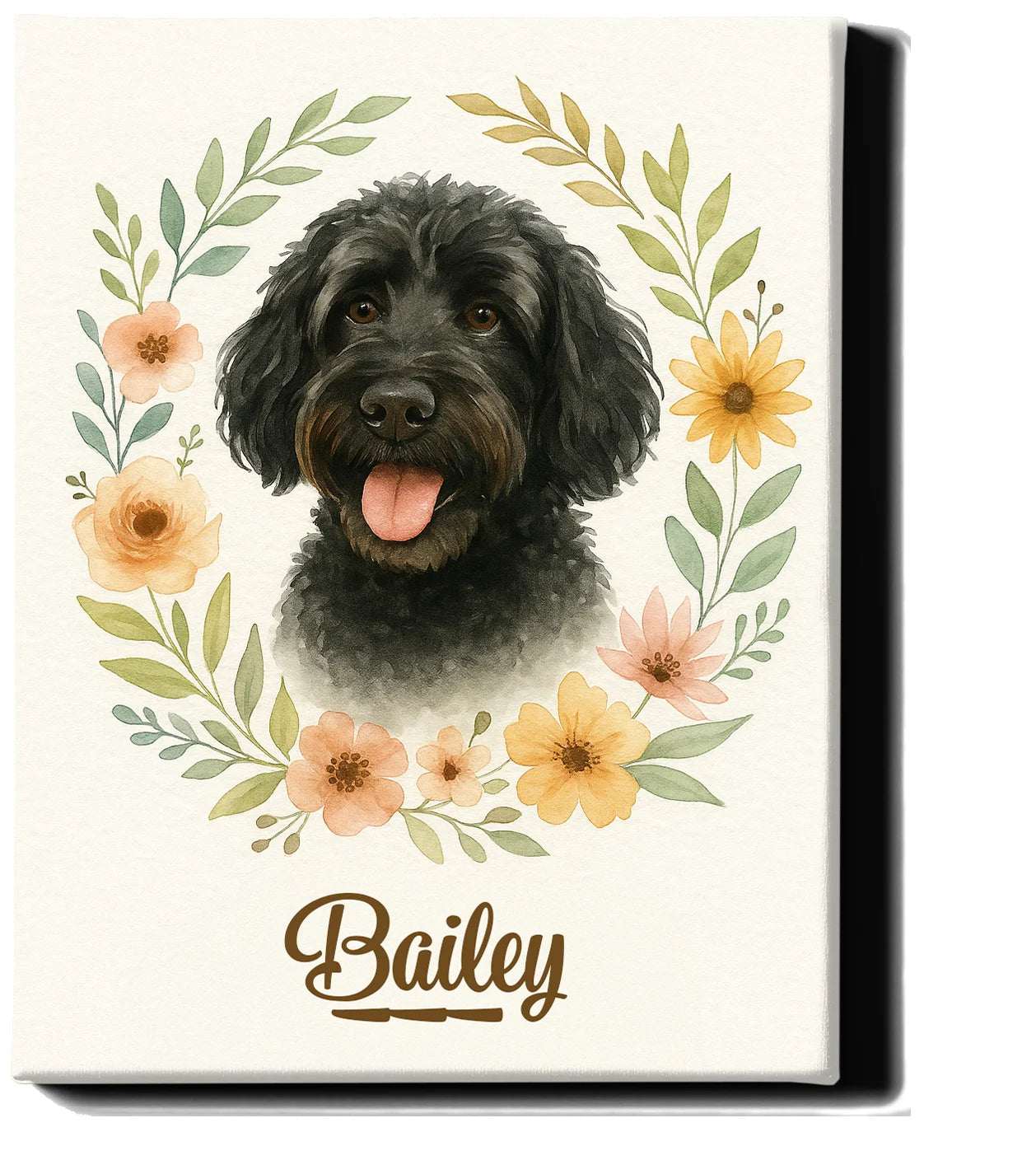 Immortalize Your Pet in Art – Personalized Boho Floral Portrait 4| Custom Pet Canvas for Pet Moms & Memorials