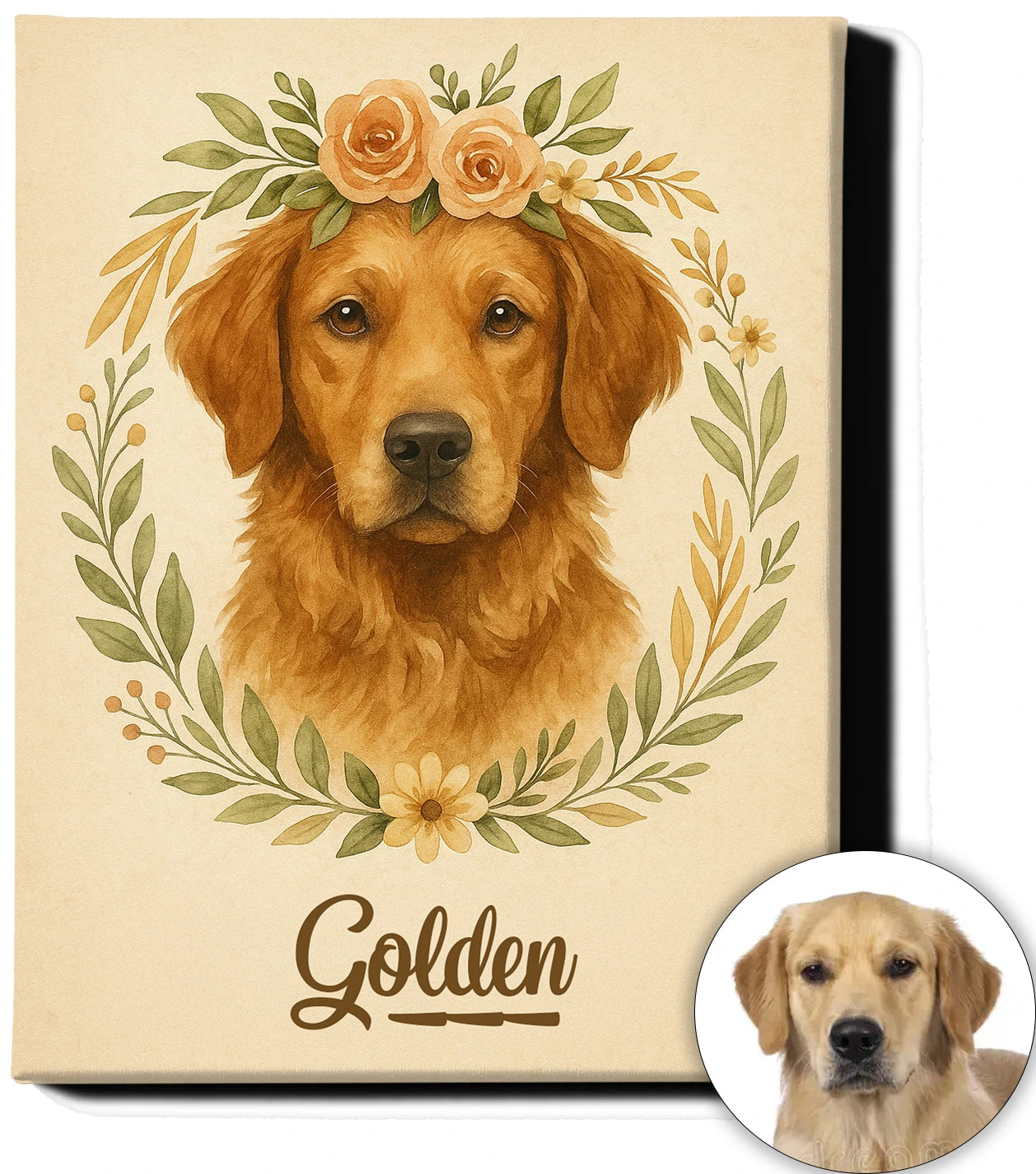 Immortalize Your Pet in Art – Personalized Boho Floral Portrait 6| Custom Pet Canvas for Pet Moms & Memorials