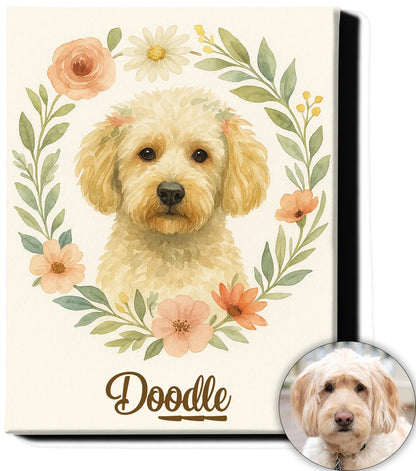 Immortalize Your Pet in Art – Personalized Boho Floral Portrait 3| Custom Pet Canvas for Pet Moms & Memorials