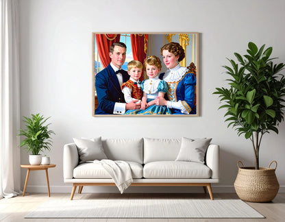 Custom Royal Family Portrait | Velvet Regency Kin 2 | Personalized Wall Art Gift