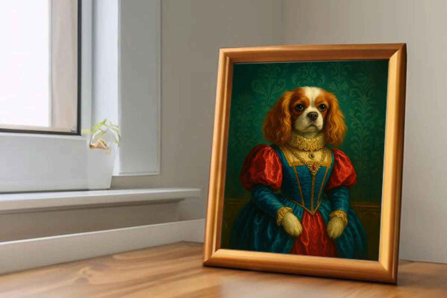 Custom Royal Pet Portrait | Miss Snugglepaws | Personalized Wall Art for Pet Lovers
