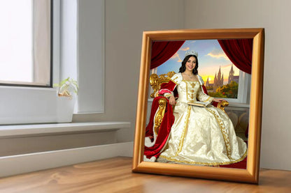 Custom Royal Human Portrait | Throne Room Sovereign 4 | Personalized Wall Art Gift for her
