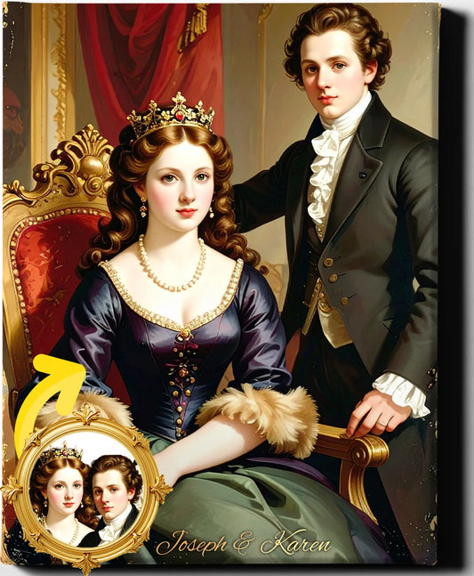 Custom Royal Couple Portrait | Aristocratic Lounge Portrait | Personalized Wall Art Gift