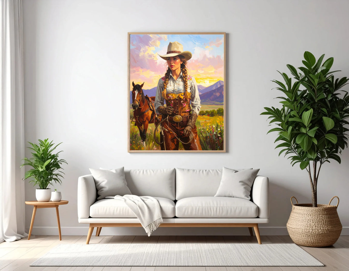 Custom Royal Human Portrait | Western Cowgirl Portrait | Personalized Wall Art Gift for Her