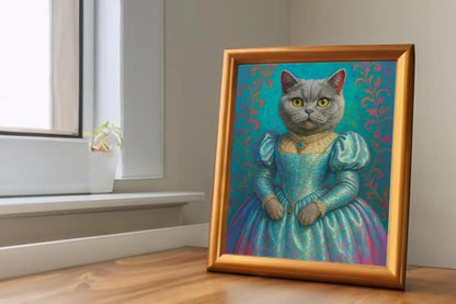 Custom Royal Pet Portrait | Princess Bloom | Personalized Wall Art for Pet Lovers