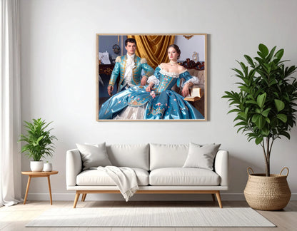 Custom Royal Couple Portrait | grand aristocratic couple II | Personalized Wall Art Gift