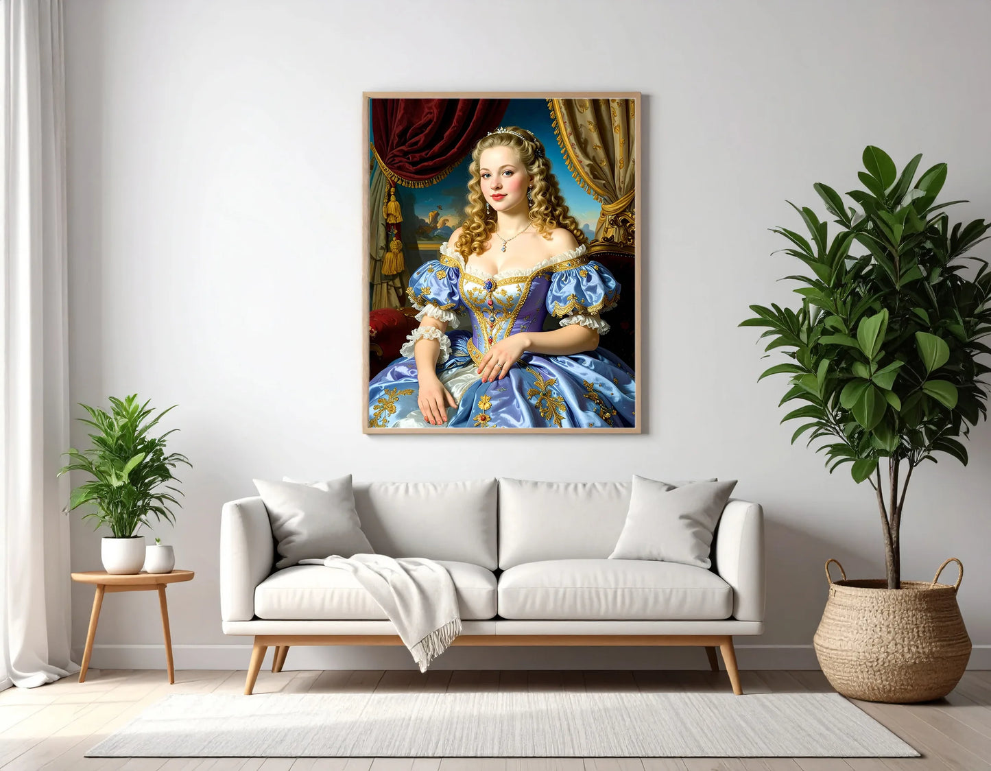 Custom Royal Human Portrait | Elegant Noblewoman | Personalized Wall Art Gift for her